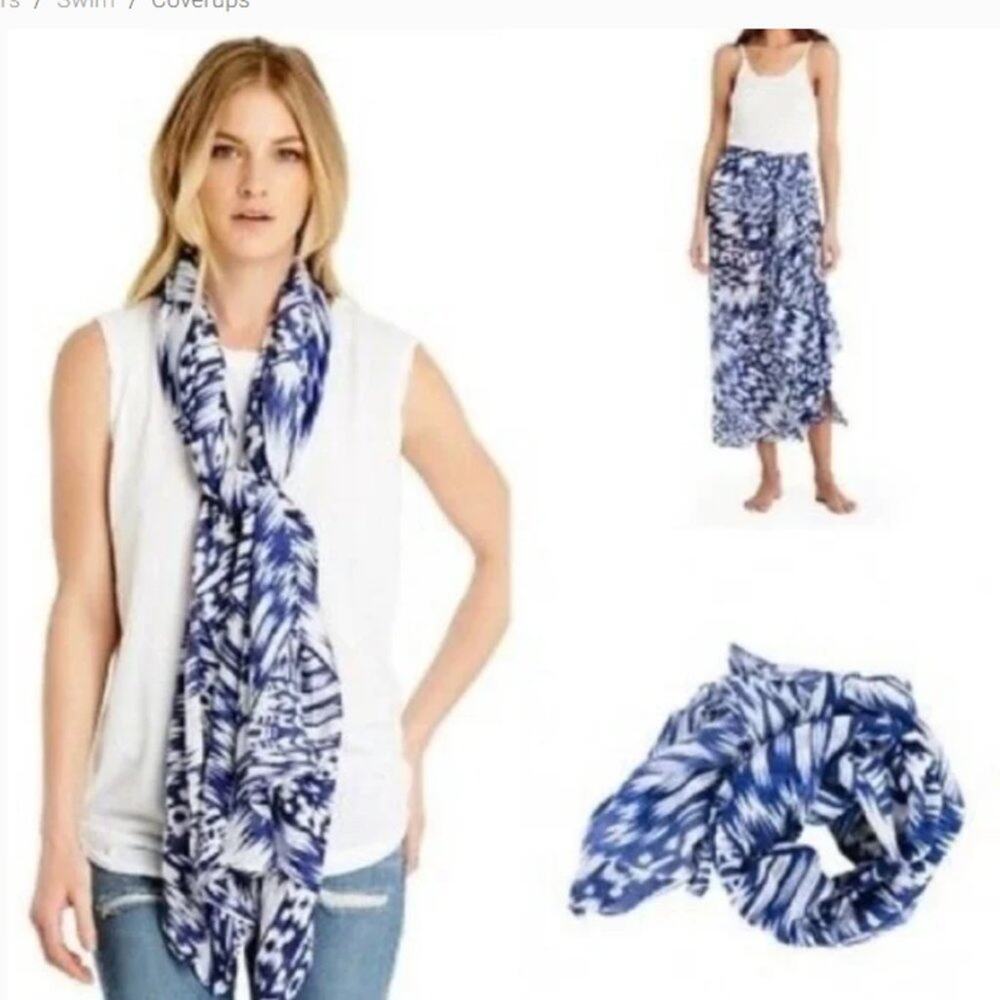 MICHAEL STARS Ruana Multi-Way Convertible Wrap One Size OS Blue - Picture 6 of 7